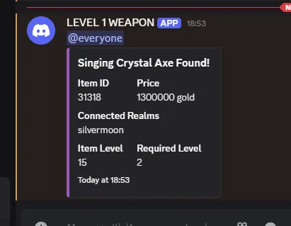 The first alert in Discord